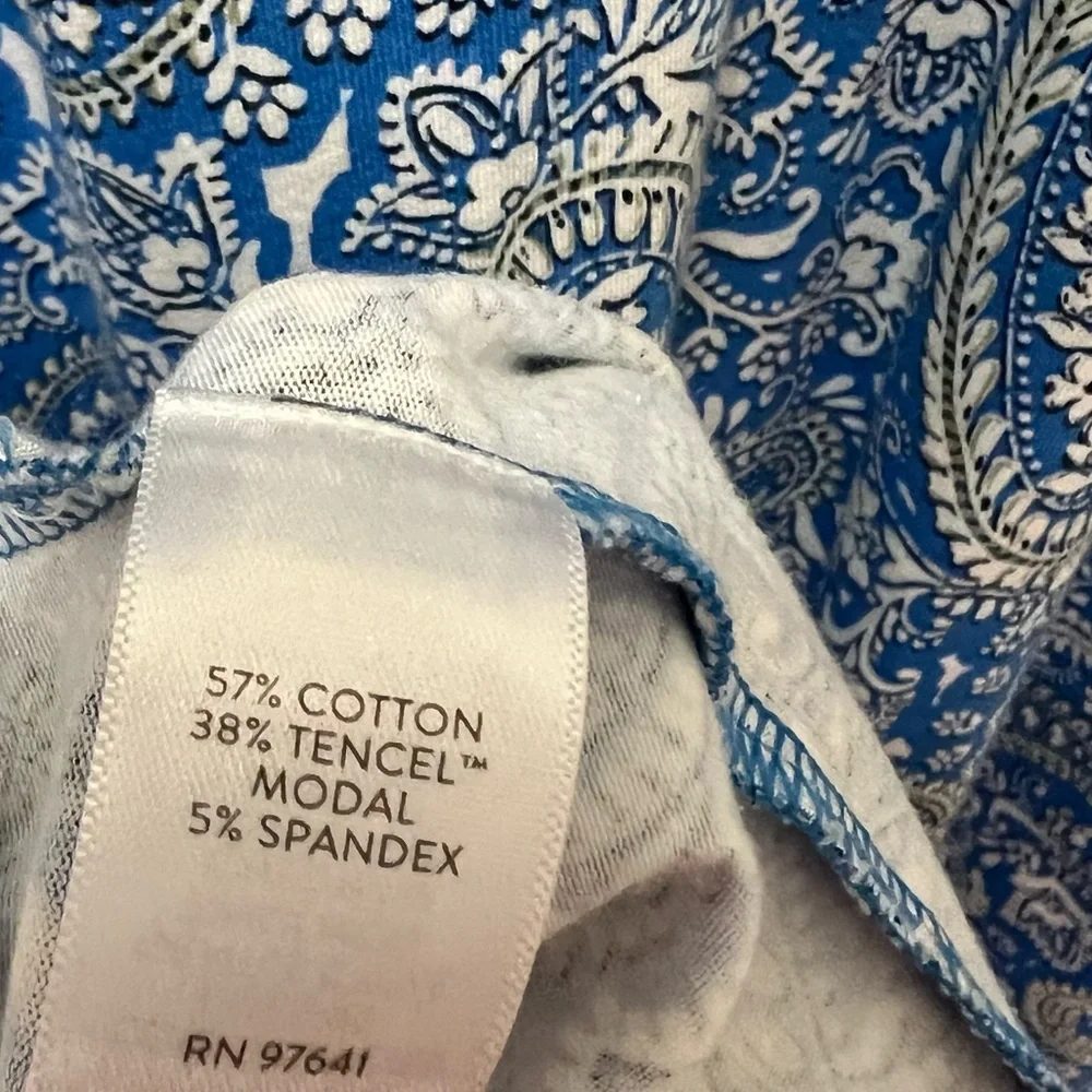 J. Jill Paisley-Printed A-Line Dress blue white short sleeve XLP NWT - Picture 10 of 11